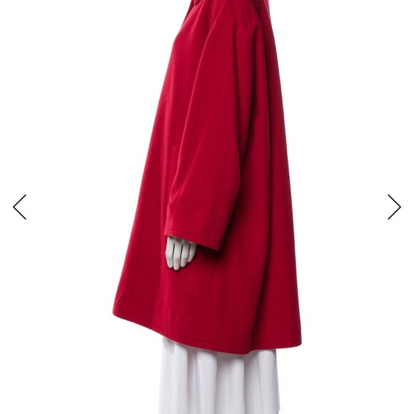 Aquascutum Red Wool Trench Coat Women’s Size M Medium Luxury Winter Overcoat - Picture 2 of 3